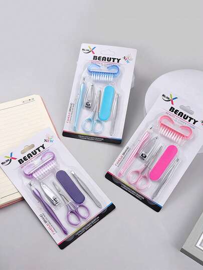 Nail Set - Stainless Steel Nail Care Set - Professional Ingrown Nail Trimmer Beauty Tools - Nail Set And Toe Nail Clippers - Thick Nail Clippers, Dead Skin Removal Household Tools Nail Clippers, Nail Shaping Set, Three-Color Absorption Card Pack