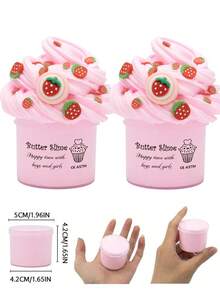 70ml Slime bơ hương kem dâu tây - Slime mềm mịn màu xanh và hồng, thích hợp cho trẻ em, quà tặng lý tưởng cho các bữa tiệc, kèm theo phụ kiện slime vui nhộn, unisex. - Nhiều màu - Xem 20