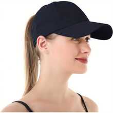 Mũ lưỡi trai unisex có lỗ buộc tóc đuôi ngựa - Mũ lưới thoáng khí, nhanh khô, thiết kế có thể điều chỉnh, có các màu đen/trắng/hồng/xám, phù hợp cho chạy bộ và mặc thường ngày. Chất liệu vải. - Nhiều màu - Xem 3