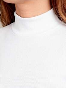 Women's Plus Size Turtleneck Long Sleeve Ribbed Winter Blouse - 白色 - 查看 4