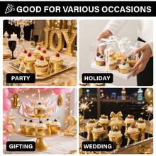 5/25/50/100个迷你金色纸杯蛋糕衬垫，耐热不粘烘焙杯，甜点杯，零食杯，适用于烘焙蛋糕、零食、水果、面包、饼干，派对装饰，非常适合生日派对、婚礼、母亲节 - 彩色 - 查看 4