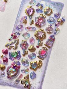 Stiker Glitter Foil Vintage, Stiker Dekoratif Kristal Berlian 3D untuk Casing Ponsel DIY, Perencana, Jurnal - MultiWarna - View 15