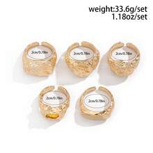 5pcs Fashion Punk Liquid Geometric Metal Rings, Inlaid With Rhinestones, Adjustable Knuckle Rings - Gemstone Matte Ring - View 7