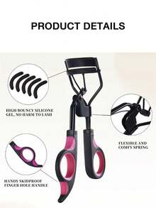 CIMACA 睫毛夹和睫毛膏刷套装（包含3支刷子），硅胶垫和符合人体工程学的手柄化妆工具，不锈钢睫毛夹配有柔软的硅胶垫，适合日常和旅行化妆 - 黑色 - 查看 3