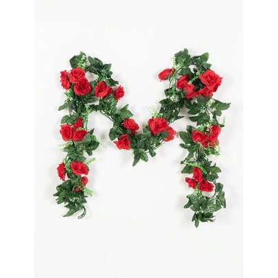1PC Artificial Silk Flower - Rose Vine, Simulated Bouquet, Suitable For Home, Dining Room, Living Room, Outdoor Garden Decoration, Used For Wedding, Family Garden And Party Decoration, Artificial Flowers, Wedding Flowers, Bridal Bouquet, Wedding Supplies, Wedding Decoration, Decorative Flowers, Spring Decoration