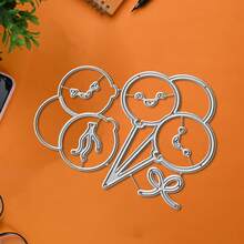 创意笑脸气球模具，DIY剪贴簿相册和压花模板，贺卡制作工具，卡片纸切割工艺品，礼品卡制作模板模切。 - 銀色 - 查看 6