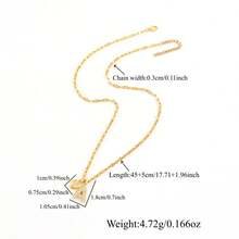 1pc Fashion Simple Bubble Initial Artificial Crystal Heart Pendant Golden Stainless Steel Lip Chain Necklaces For Women - Yellow Gold - View 2