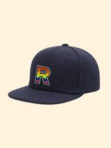 1 PC Fashion Children Hip Hop Cap Student Rainbow A-Z Letter Snapback Cap Adjustment Outdoor Casual Sun Hats Bone 8-16Y - Navy Blue - View 10