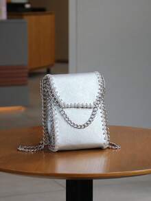 2026 Spring/Summer Fashion New Handbag, Mini Large Capacity Phone Bag, Lightweight Casual Portable Punk Style Niche Design Handmade Drawstring Chain Y2K Shoulder/Crossbody Small Bag - Multicolor - View 5