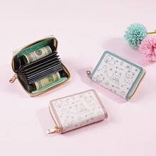 原创猫咪印花女士卡包，新款时尚拉链便捷收纳迷你零钱包 - 彩色 - 查看 5