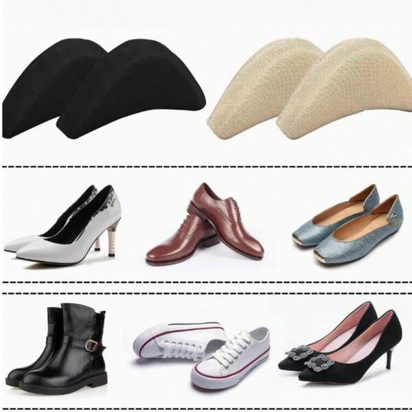 Set Of 2 Memory Foam Pads Designed To Prevent Slipping And Chafing, Ensuring A Snug Fit While Providing Protection For Toes And Support For Heels. Available In Beige And Black, These Inserts Are Perfect For Extended Wear And High-Heeled Shoes