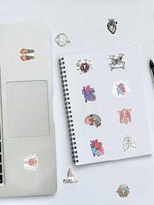 50pcs Anatomy Stickers, Waterproof Vinyl Stickers Of Anatomical Designs, Suitable For Students, Teachers, Water Bottles, Laptops, Scrapbooks - Human Anatomy Decals Back To School - 多色 - 查看 5