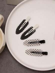 4pcs/Set Acetate Seamless Hairpin, Black & White, Acrylic Alligator Hair Clips, Cute Bangs & Hair Clips Accessories, Hair Accessories For Women, Hair Tools, Beauty Accessories, Curly Hair Accessories, Hair Accessory, Hair Accessories, Hair Accessories For Women,Fall,Travel, Hair Tools,Accessories Women,Summer,Holiday - Multicolor - View 1