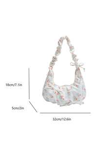 Esta nova bolsa de ombro/transversal de 1 peça apresenta um design de laço e um estampado floral. É casual, simples e estilosa, com fechamento por cordão e alça de ombro ajustável. Perfeita para passeios diários e férias, ela comporta facilmente seus itens essenciais. Uma peça versátil e um favorito da moda, ela se adapta a vários estilos e ocasiões com excepcional versatilidade. - Multicolorido - Visão 10