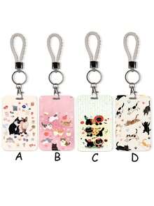 1pc Fashion Sunflower Pattern Lanyard - Durable Fabric Neck Strap With Keychain Clip And Butterfly Phone Lanyard, Keychain Badge Holder - Multicolor - View 13
