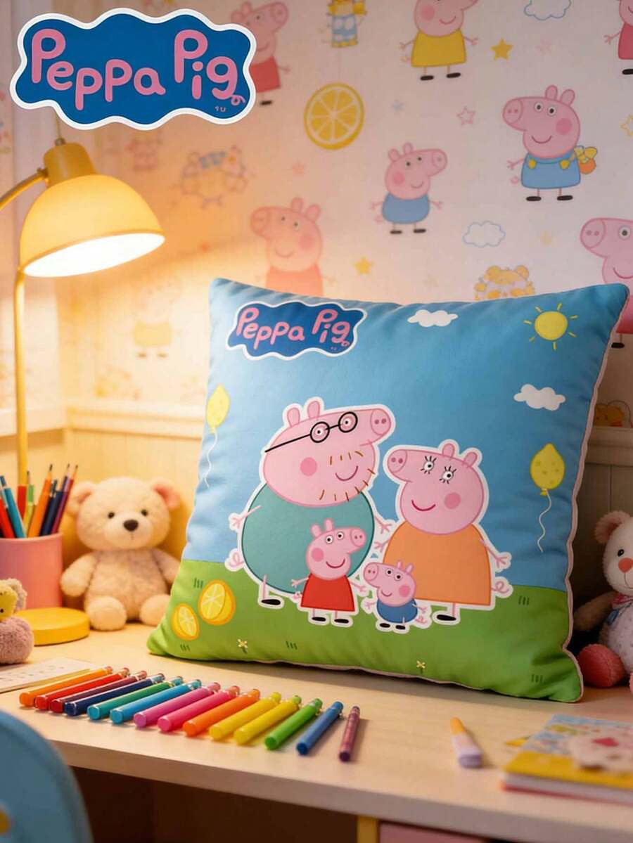 Peppa Pig 动画图片可爱抱枕沙发客厅样品房间天鹅绒腰枕套靠垫垫，加入购物车即可享受优先发货服务。 - 彩色 - 查看 1