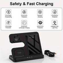 无线充电站，适用于 Ultra/S24/S23/Z Fold 手机和手表，支持快速充电，兼容三星 Watch 8/7/6/5 和 Buds 3/2/Pro - 黑色 - 查看 11