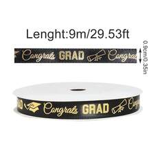 29ft 2026 Graduation Ribbon, Black White Gold Foil Graduation Party Decor Ribbon, Gift Wrapping Ribbon, Congratulations Party Decor, DIY Wreath Making - Multicolor - View 13