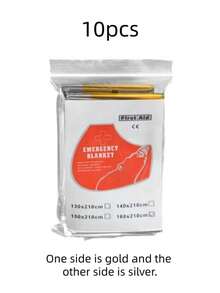 1/4/10 件装 51 英寸 x 82 英寸应急保暖毯，适用于急救包，轻便防水，用于自然灾害，保持体温，聚酯反光箔毯，适用于露营、徒步旅行、户外活动，防风防雨，可用作应急避难所和地垫 - 不含镁棒/打火石，户外露营配件，户外急救毯，户外露营和徒步旅行装备，户外生存用品，户外运动配件 - 彩色 - 查看 21