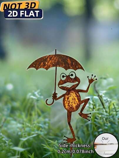 2D平面趣味青蛙剪影亚克力花园标牌 - 经典简约亚克力户外装饰，非常适合感恩节装饰、园艺、家居装饰、迷你花园配件、房间装饰