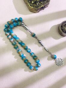 1pc 33pcs 10mm Green Glass Bead Single Strand Bracelet TASBIH, Daily Wear - Multicolor - View 7