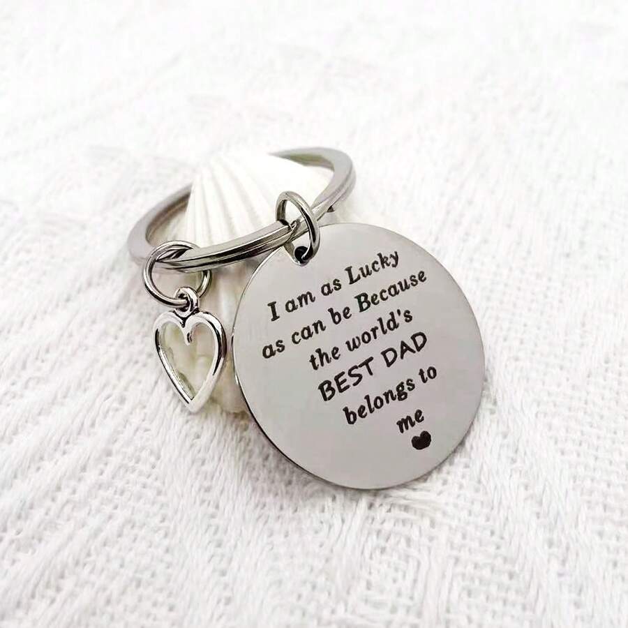 不锈钢钥匙扣，感恩之心设计，适合父亲节、生日或日常表达爱意。