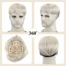 Aplique de cabelo feminino, aplique 360° 3D com franja, ideal para cabelos ralos, aplique volumoso com franja (ombré loiro com raiz escura para loiro). - Multicolorido - Ver 4
