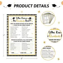 2026 Graduation Party Game Cards Wholesale, Who Knows The Graduate Best Game Cards, High School & College Graduation Celebration Party Game Activity Gifts - A - View 4