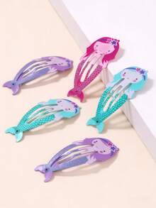 6pcs/Set Cute Mermaid Style Hair Clips, Fashionable & Versatile Daily Hair Accessories For Girls - Multicolor - View 7
