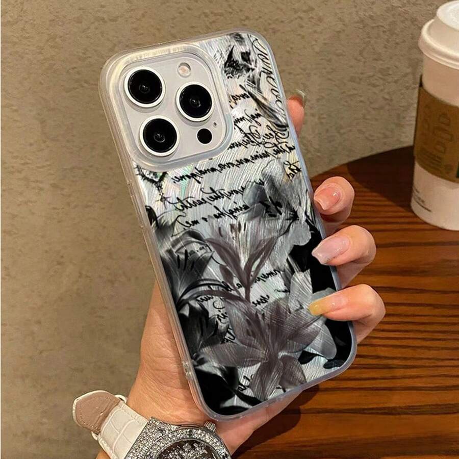 Fashionable Lily Slogan Graphic Aesthetic Pattern Phone Case Suitable For IPhone 17 Pro Max Air 16 15 14 Plus 13 12 11 Pro Max 16E X XS XR 7 8 Plus,Feather-Light Laser-Etched Glossy Smooth Shockproof Protective Cover - Multicolor - View 1