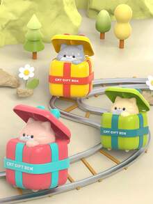 Friction Powered Press & Go Animal Toy Cars, 3 Styles Cat Vehicle Toys, Smooth Edge Toddler Toys For First Birthday & Easter Gifts - Multicolor - View 6
