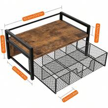 1pc Space Saving Kitchen Countertop Storage Rack With Drawers And Mesh Baskets, Coffee Pod, Tea Bag Organizer, Wood Tea Organizers And Storage Chest, Teabag Holder With Storage Drawer, Tea Station Chest Display Container Box For Countertop Kitchen - Brown - View 2