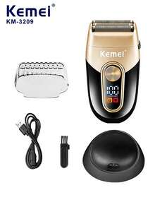 Kemei KM-3209 Men's Electric Shaver, USB Charging With Dock, Rechargeable Lithium Battery Shaver, Home Beard Trimmer, Gift For Boyfriend, Father's Day, Shaver (1pc) - Multicolor - View 3
