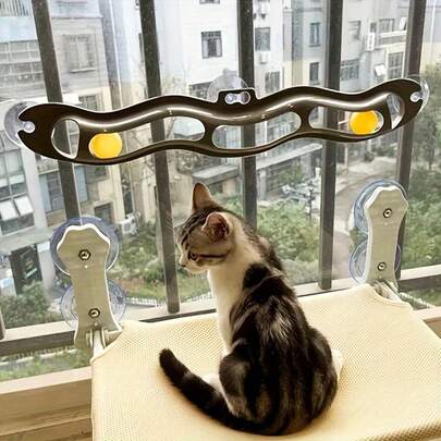 1pc Wavy Cat Track Balls With Suction Cup, Windowsill Cat Toys Wall Toys