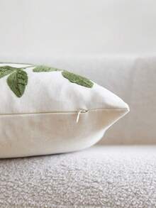 1pc Green Leaf Embroidered Throw Pillow Cover, Suitable For Indoor Decor, All Season Cushion Cover, Pillow Insert Not Included - Green - View 9