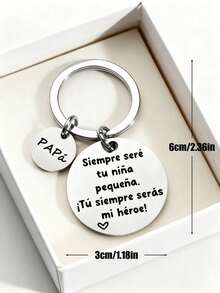 爸爸钥匙扣 - “你永远是我的英雄” 西班牙语刻字，父亲节礼物，送给英雄爸爸的钥匙圈 - 彩色 - 查看 2