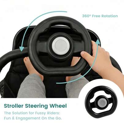 Baby Stroller Steering Wheel, Pretend Driving Simulated Steering Wheel For Stroller Shopping Carts Universal Detachable Funny Attachment Accessories