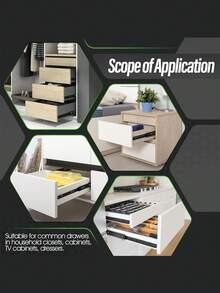 2/4件套黑色不锈钢加厚抽屉滑轨，耐用家具滑轨，侧装式橱柜/衣柜滑动导轨 - 黑色 - 查看 5