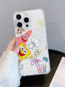 SpongeBob SquarePants 1 chiếc ví đựng thẻ trong suốt dễ thương và vui nhộn - Họa tiết hoa lớn, bong bóng, chống rơi, phù hợp với Apple 11/12/12 Pro Max/14 Pro Max/15/15 Pro/16/16 Pro Max/17 và các dòng máy khác. - Nhiều màu - Xem 1