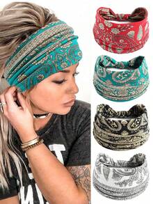 4pcs Women Paisley Pattern Fashion Hair Band For Daily Life Boho Headband,Hair Accessories For Women - Multicolor - View 2