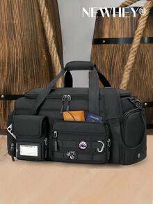 NEWHEY 40L Large Capacity Travel Duffel Bag, Unisex Waterproof Gym Bag With Shoe Compartment And Wet Pocket, Weekend Hiking Backpack - Black - View 8