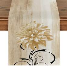 1/4/5/6/7pcs Vintage Style Floral Design Decoration Set, Living Room/Bedroom/Dining Room Decor, Linen-Like Material, Multi-Size Options, Dining Table Decor, Fireplace Mantel Scarf, Placemats, Coasters, Home Decor - Mocha Brown - View 22