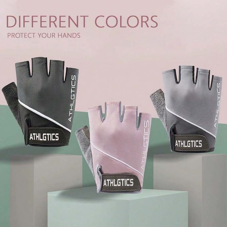 1 Pair Unisex Fingerless Fitness Gloves, Anti-Slip Breathable Durable For Dumbbell, Outdoor Sports, Cycling, Weightlifting, Rowing, Climbing - A - View 1