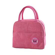 Bolsa Térmica Portátil Marmita Viagem Necessaire Lancheira Térmica Design fofo com estampa de ursinho Isolamento térmico que mantém a temperatura dos alimentos Alça prática para transportar Fácil de limpar Resistente e durável para uso diário - Rosa chiclete - Visão 1