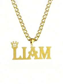 Customized Dual Name Necklace, Paired With Personalized Stainless Steel Cuban Chain Letter Necklace And Crown Pendant, Perfect For Birthday Gifts, Statement Necklace, Waterproof Jewelry - Silver - View 7