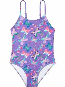 Girls Bathing Suit Size 2-10 Years - Cute Toddler Swimsuit Girl Adjustable One Piece Swimwear For Summer Beach Wear - Purple Butterfly - 查看 11