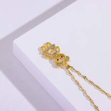 1pc 18K Gold Plated Luxury Micro-Inlaid Zirconia Cute Bear Necklace, Fashionable & Sweet Stainless Steel Clavicle Chain Jewelry, Suitable For Women's Daily Wear - 40+5cm - View 4