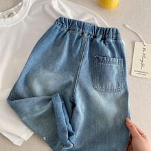Quần jean denim rách thời trang thường ngày mới dành cho bé trai mùa xuân 2026 - Màu xanh lam - Xem 2
