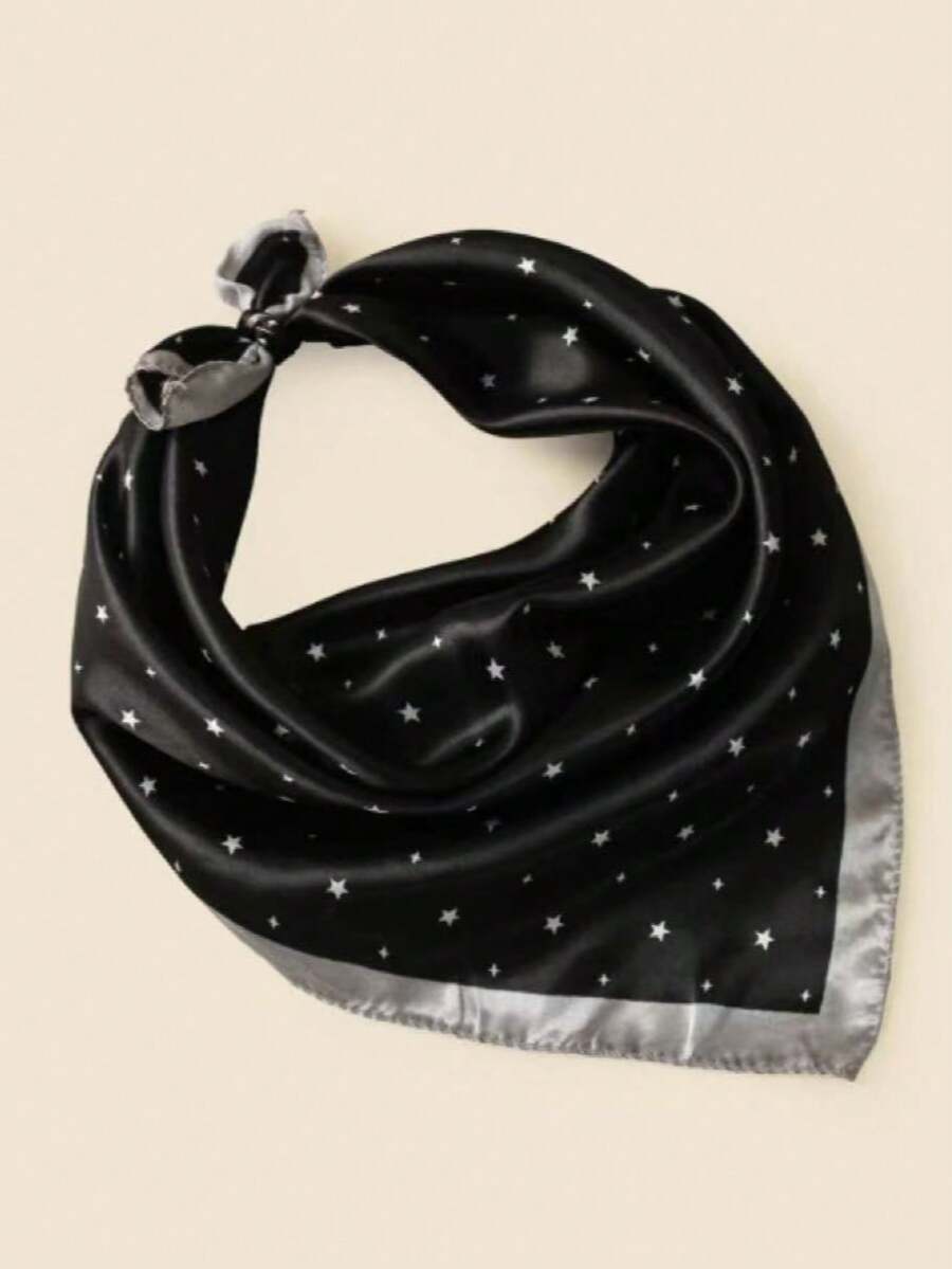 1pc Star Pattern Scarf, Elegant Scarf Design, Fashionable - Multicolor - View 1