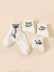 10双装儿童袜子，卡通表情袜子，百搭黑白袜子，舒适儿童袜子 - 彩色 - 查看 6